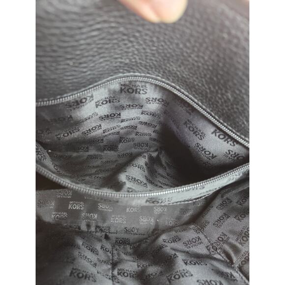 Michael Kors Manhattan Womens Satchel Handbag Black Pebble Gold Hardware W Strap - Picture 11 of 16